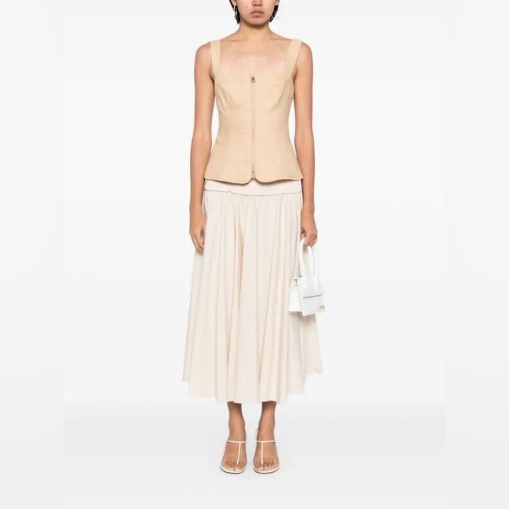 SIMKHAI Nour Square Neck Zip Front Bustier Top in Natural NWT